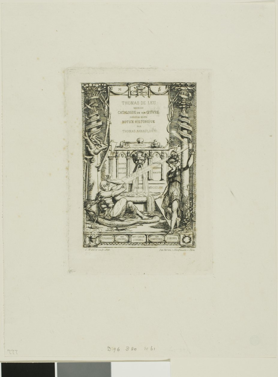 Frontispiece for the Catalogue of the Work of Thomas De Leu by Charles Meryon