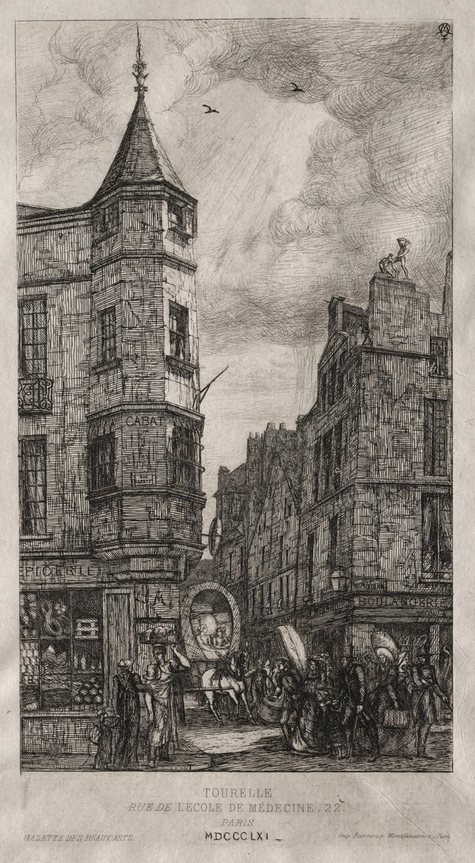 House with a Turret, No. 22 Street of the School of Medicine by Charles Meryon