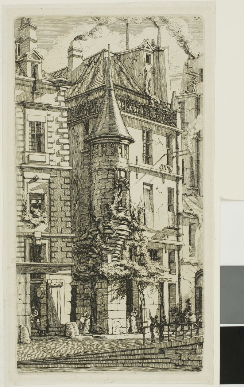 House with a Turret, rue de la Tixeranderie by Charles Meryon