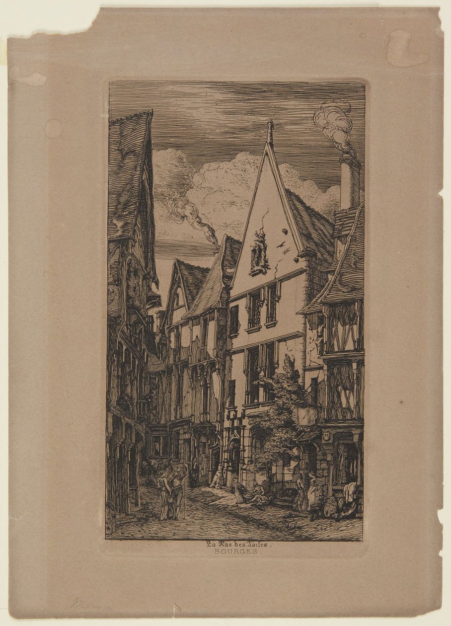 La Rue des Toiles, Bourges - 1853 by Charles Meryon