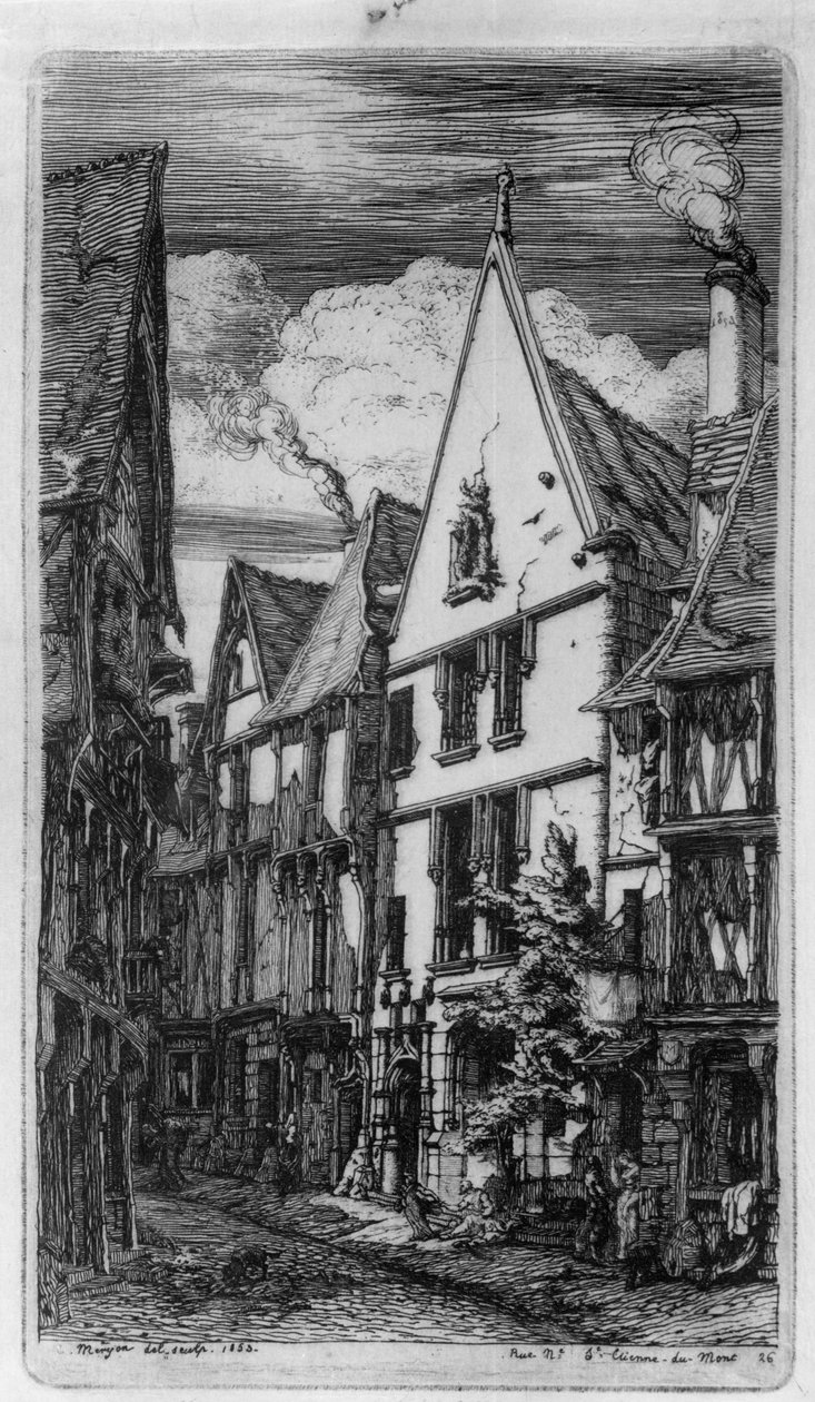 The Street of Toiles in Bourges by Charles Meryon