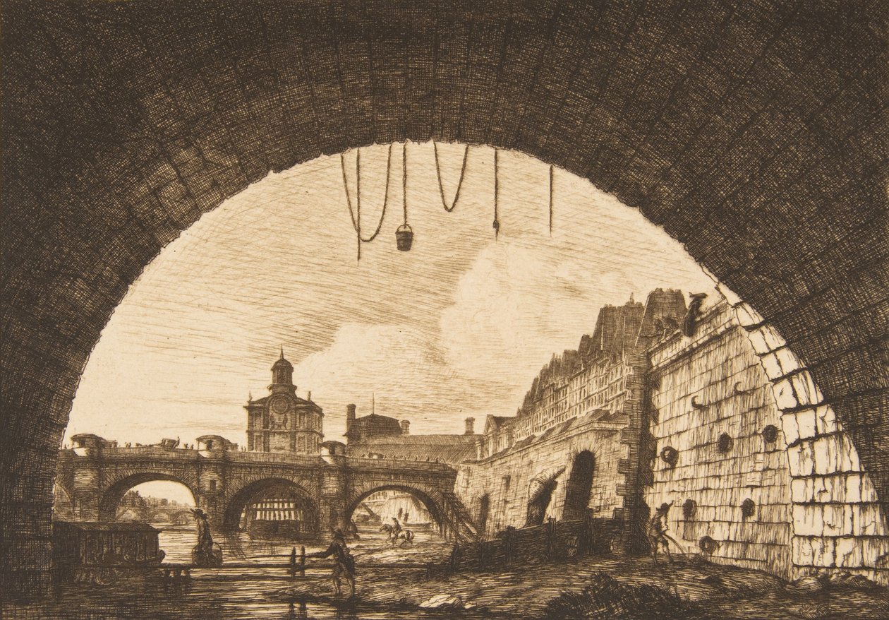 Le Pont-neuf et la Samaritaine de dessous la première arche du Pont-au-Change Pont-neuf by Charles Meryon