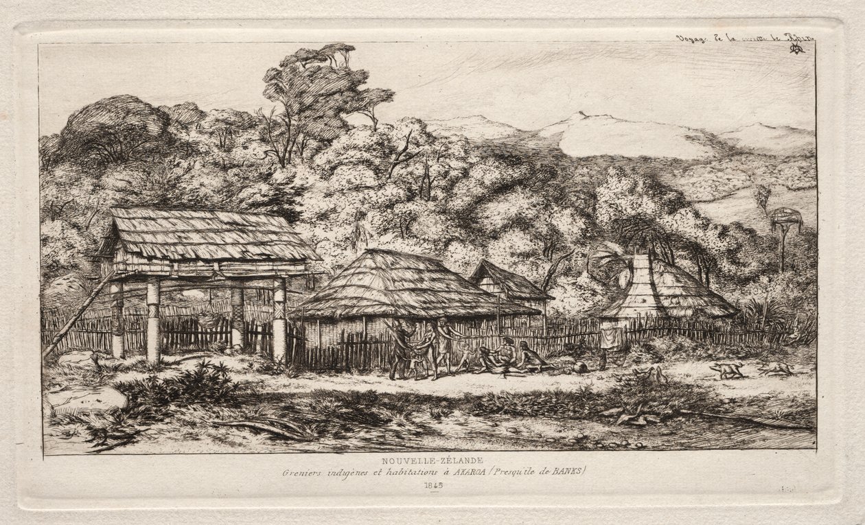Native Barns and Huts at Akaroa, Banks
