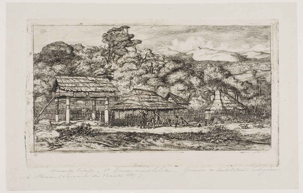 Native Barns and Huts at Akaroa, Banks