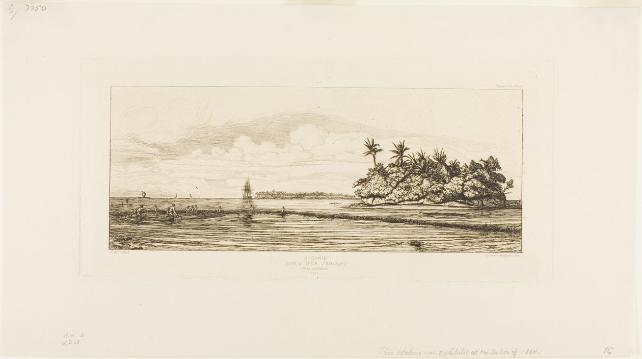 Oceania: Fishing, Near Islands with Palms in the Uea or Wallis Group, 1845 by Charles Meryon