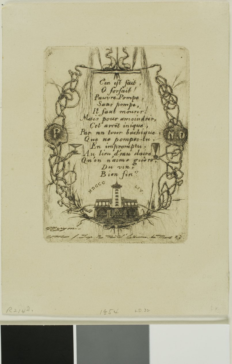 Pump Notre-Dame, Paris, small plate by Charles Meryon