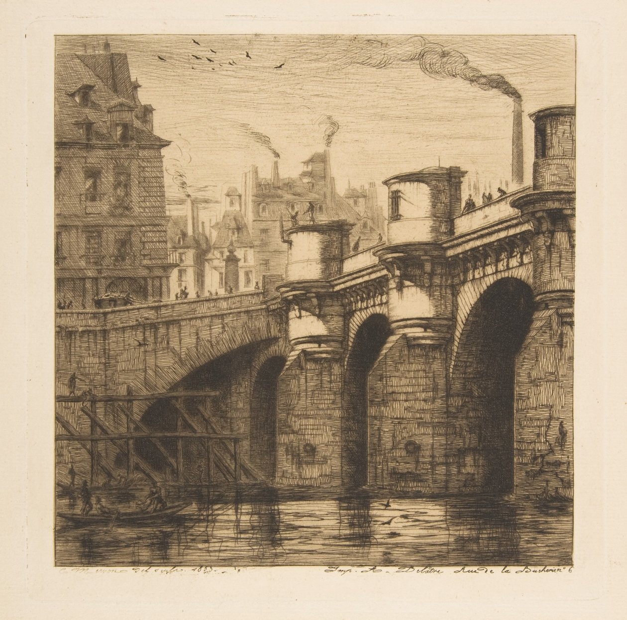 Pont-Neuf, Paris, from “Etchings of Paris” by Charles Meryon
