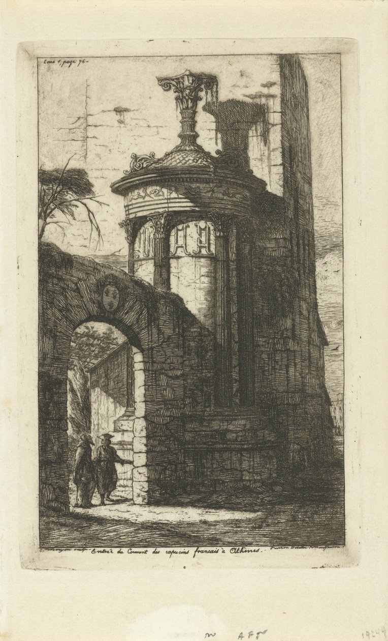 Gate at the Entrance of the French Capuchin Monastery in Athens by Charles Meryon