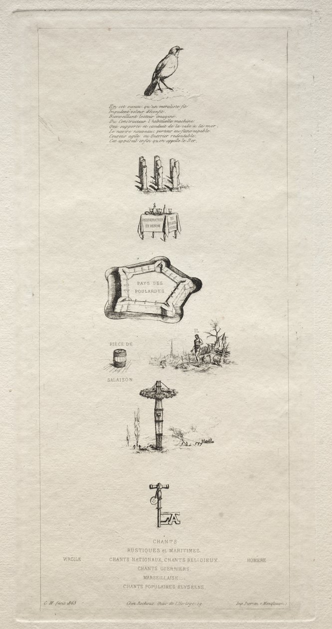 Rebus: Beranger Was Not Really Strong for He Never Had the Key to the Fields by Charles Meryon