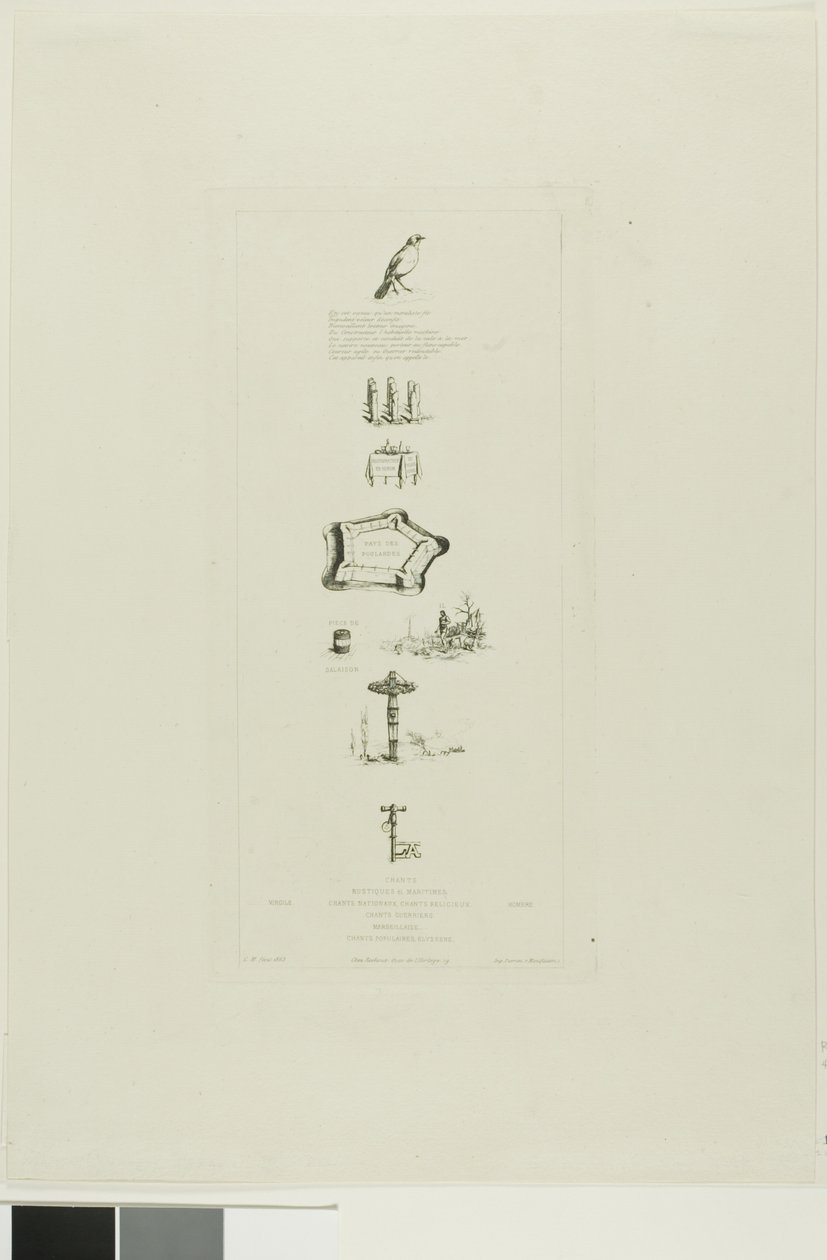 Rebus: Beranger was not Really Strong, for he Never had the Key of the Fields by Charles Meryon