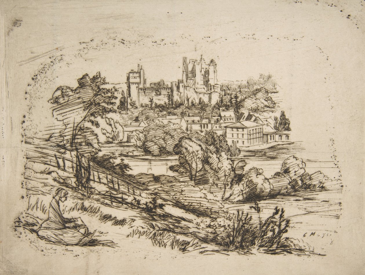 Ruins of the Château de Pierrefonds, after Viollet-le-Du..., 1858 by Charles Meryon