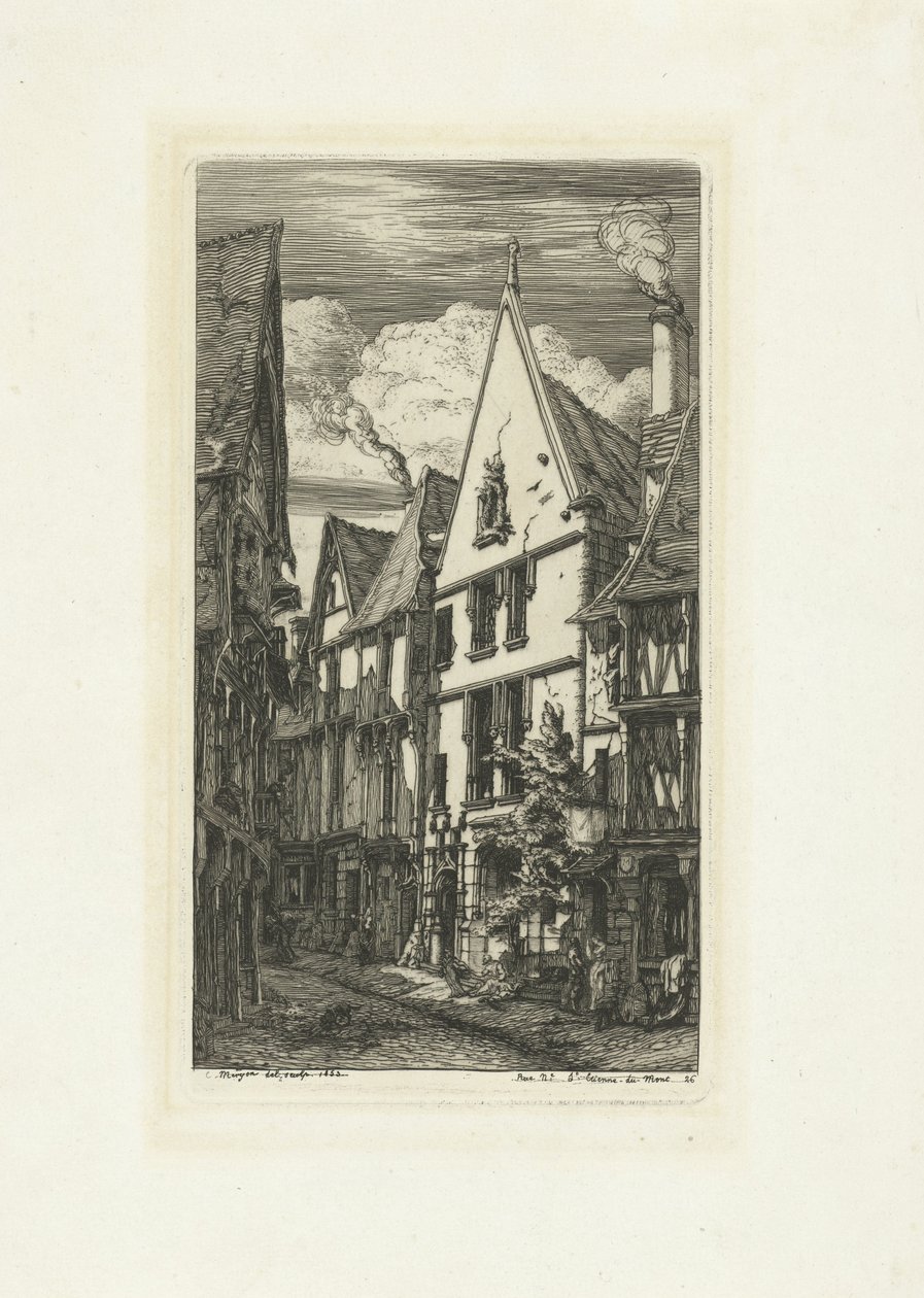 Street Rue des Toiles in Bourges (La Rue des Toiles à Bourges) by Charles Meryon