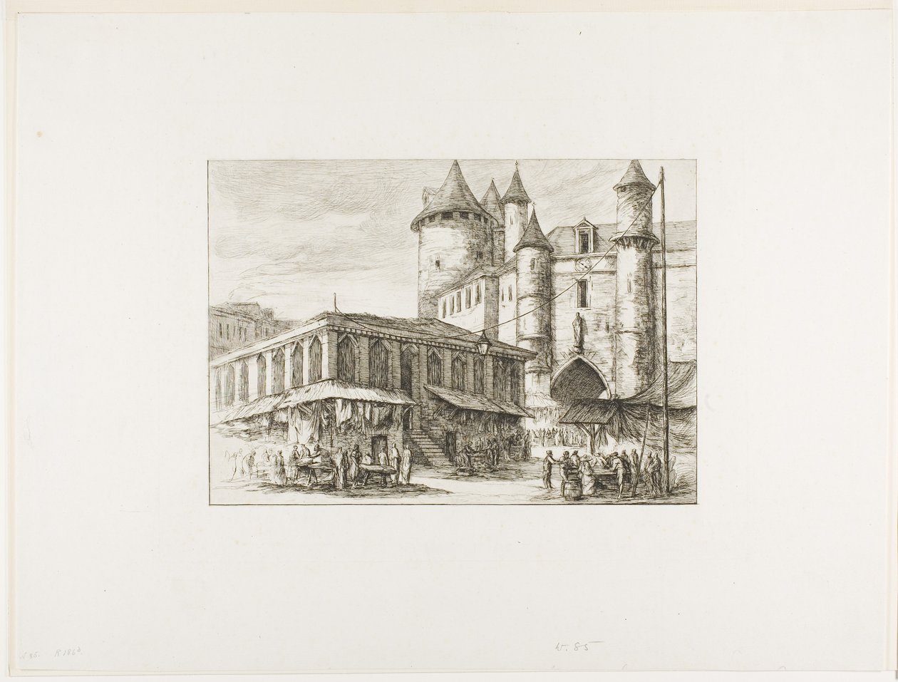 The Grand Châtelet, Paris, c. 1780, after an earlier drawing by Charles Meryon
