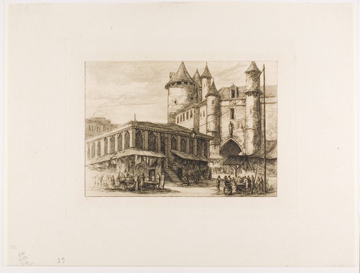 The Grand Châtelet, Paris, c. 1780, after an earlier drawing by Charles Meryon