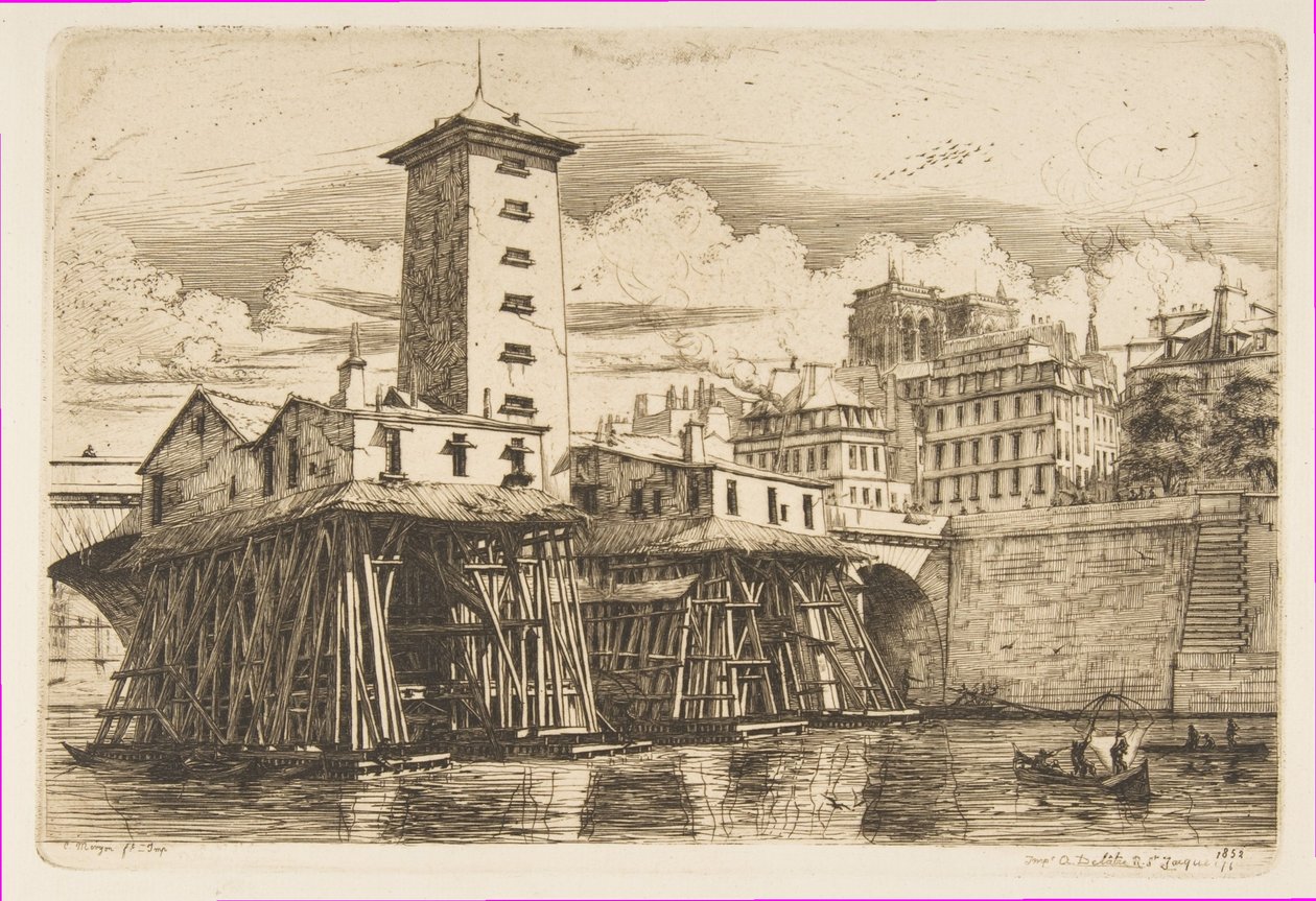 The Notre-Dame Pump, Paris by Charles Meryon