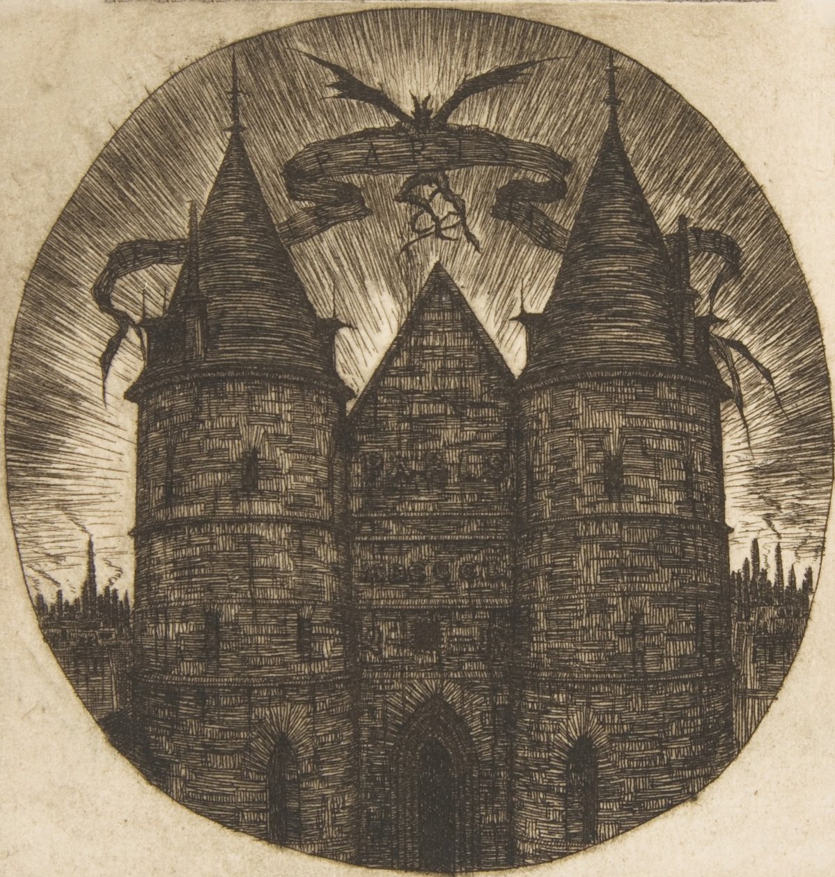 The Old Gate of the Palais de Justice, Paris, 1854 by Charles Meryon