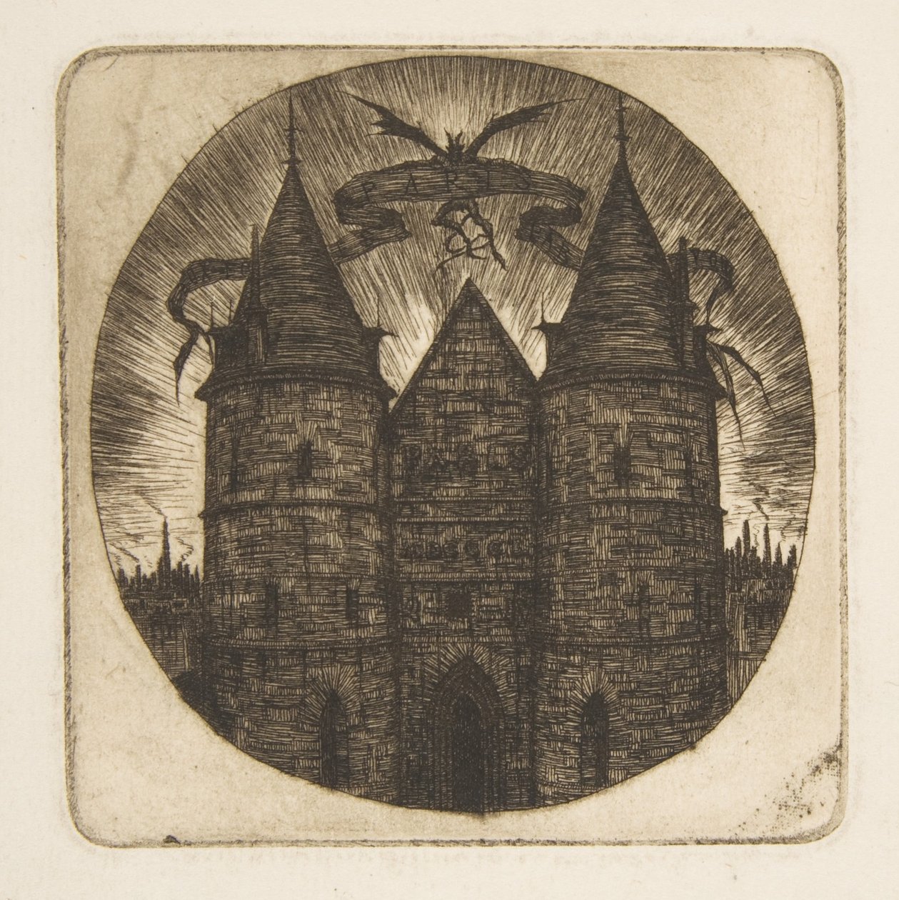 The Old Gate of the Palais de Justice, Paris, frontispiece to "Etchings of Paris" by Charles Meryon