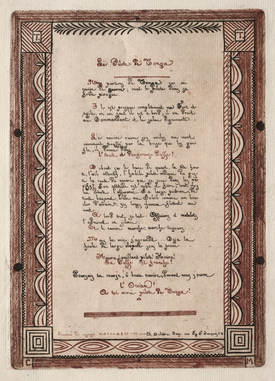Verses to the Pilot of Tonga by Charles Meryon