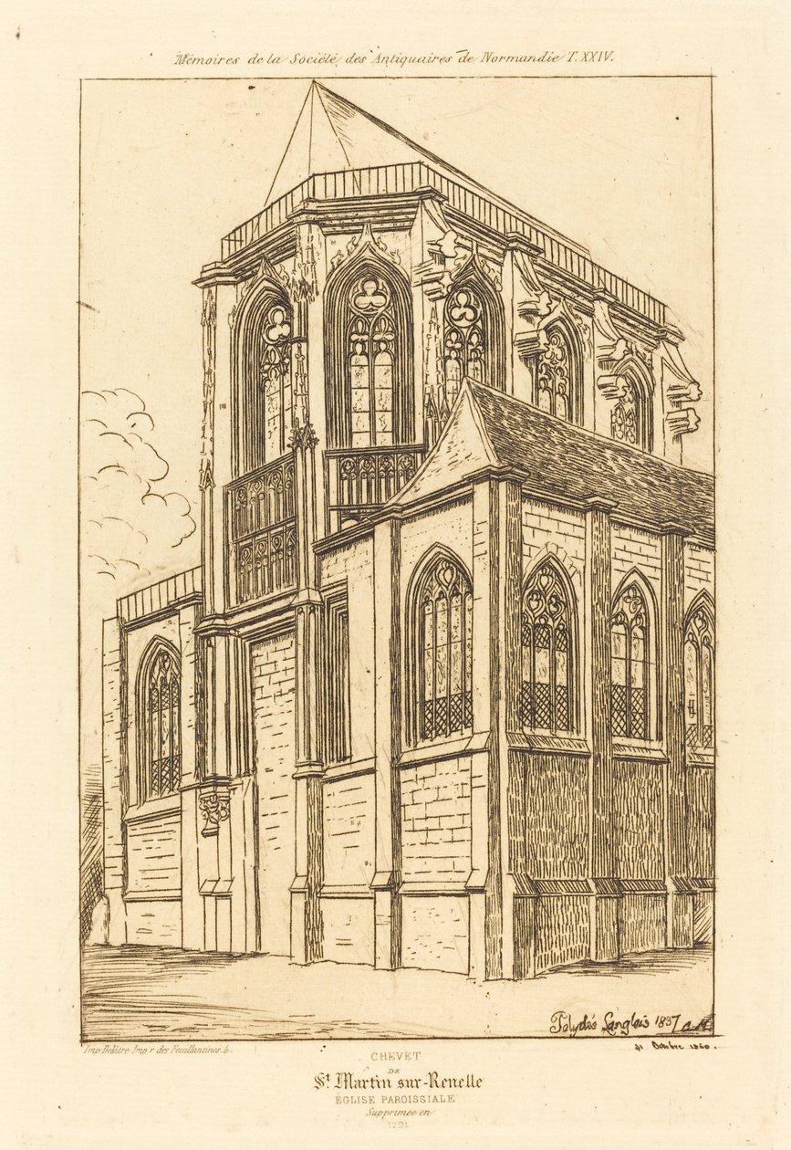 The Apsis of the Church of St. Martin-sur-Renelle by Charles Meryon after Polycles Langlois