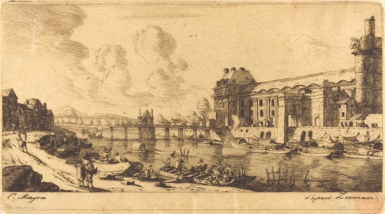 The Pavilion of Mlle. and a Part of the Louvre by Charles Meryon after Reinier Nooms, called Zeeman
