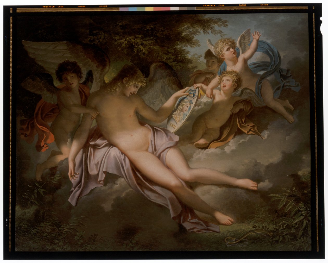 Cupid Cries Over the Loss of Psyche, Whose Portrait He Stops in Hands by Charles Meynier