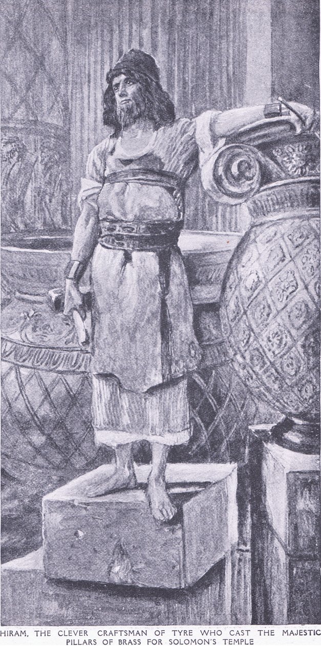 Hiram, the clever craftsman of Tyre who cast the majestic pillars of brass for Soloman