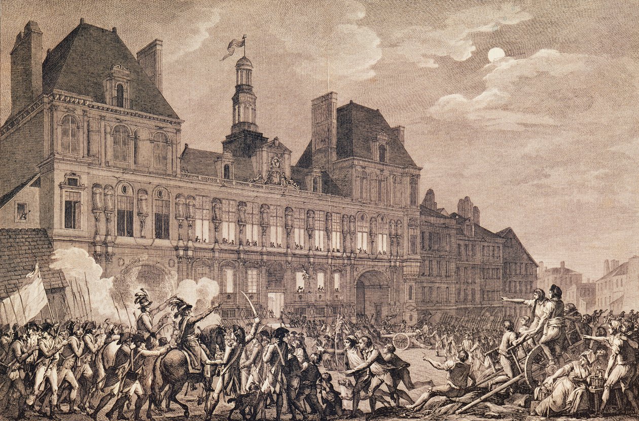 Robespierre, Saint-Just, Couthon and Hanriot Taking Refuge in the Hotel-de-Ville in Paris, 9 Thermidor Year II by Charles Monnet