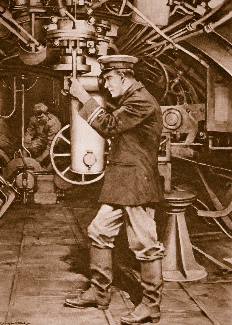 British Submarine Officer Examining the Periscope by Charles Murray Padday