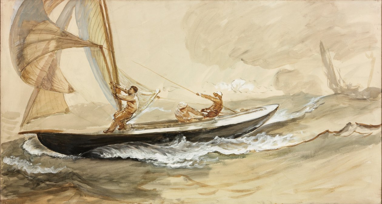 Study of a Racing Yacht by Charles Napier Hemy