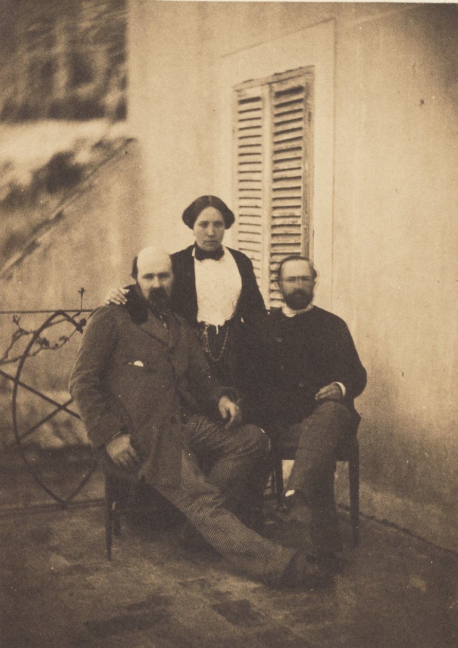 Portrait of Rachel Félix and Two Unidentified Men on a Balcony by Charles Nègre