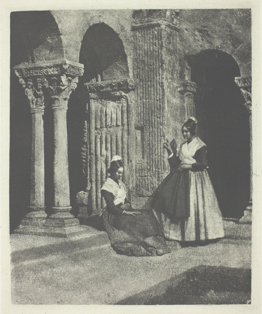 Two Arlesian Women in the Cloister of Saint-Trophime of Arles by Charles Nègre