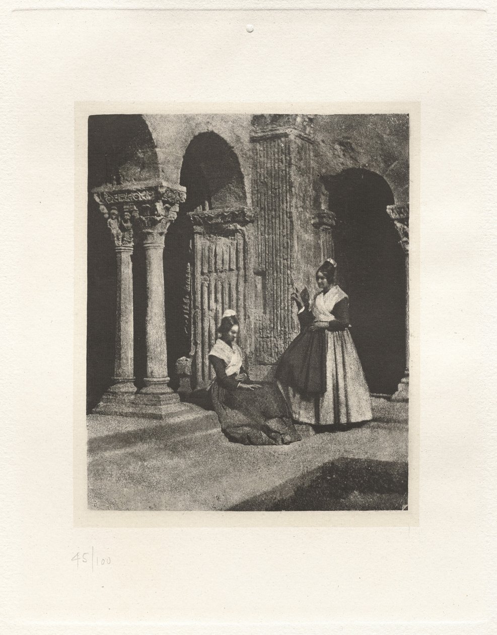 Two Arlesiennes in the Cloister of Saint-Trophime of Arles (Plate II) by Charles Nègre, André Jammes