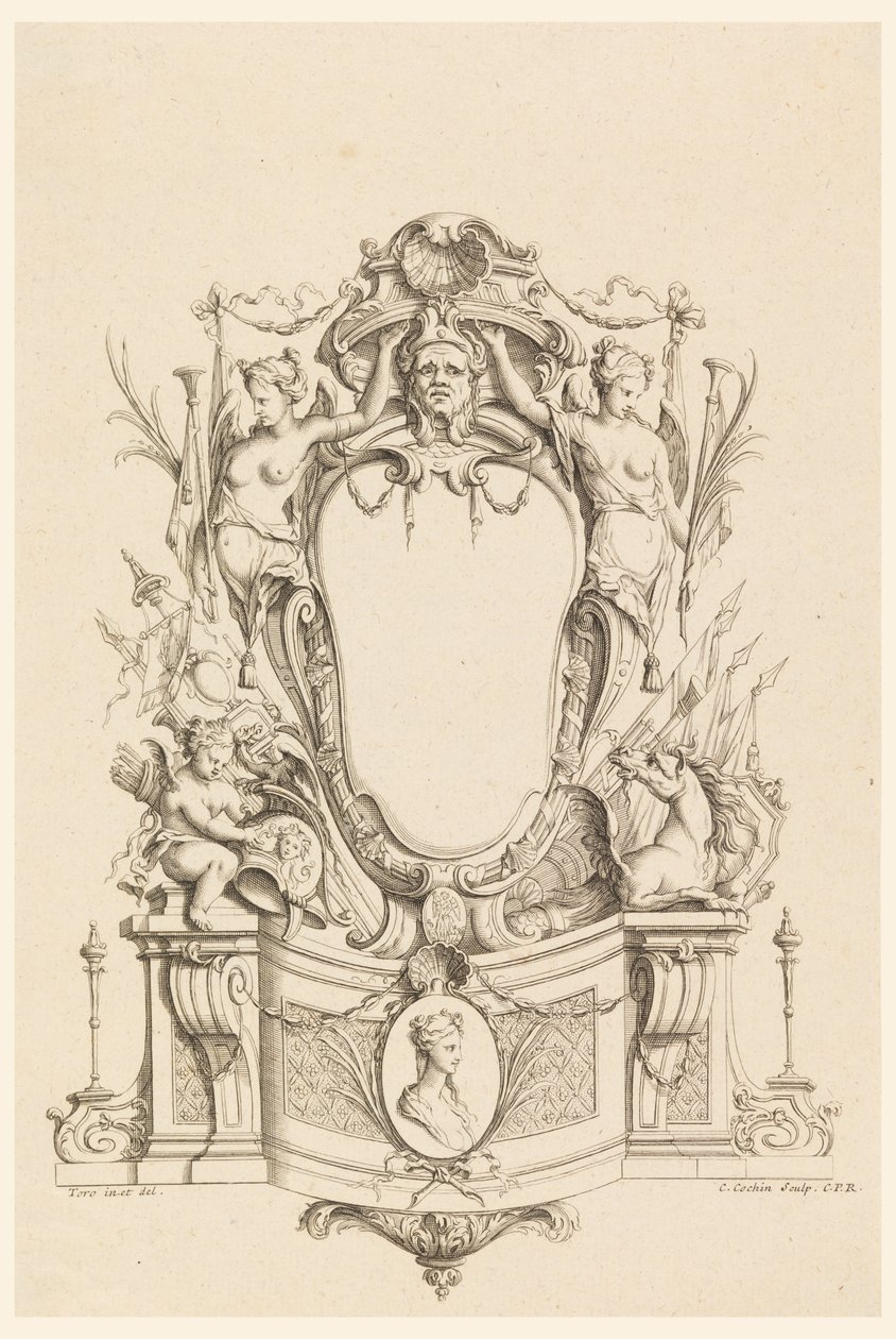Design for Cartouche from "Cartouches Nouvellement Inventez" by Charles Nicolas Cochin the younger