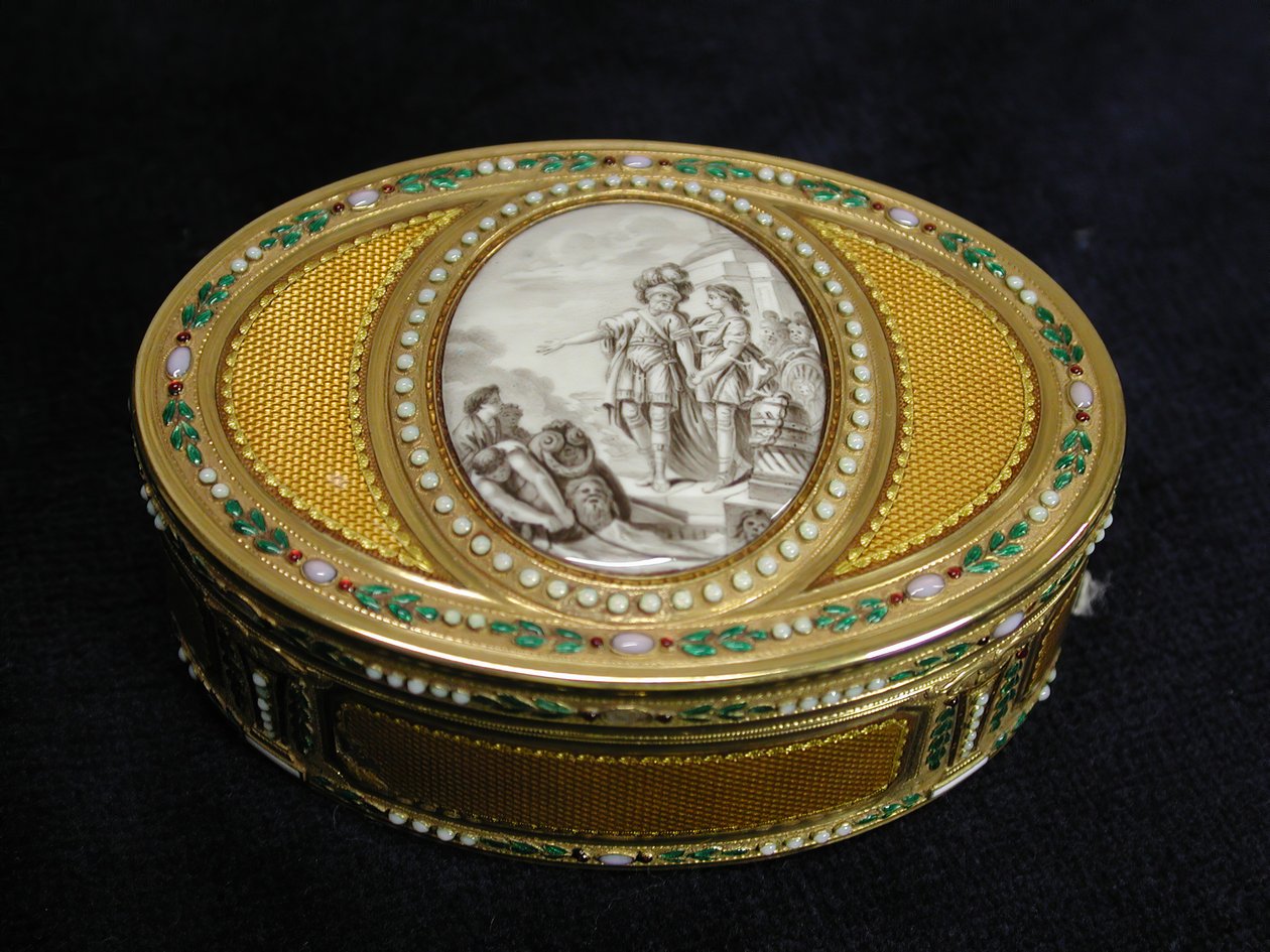 Snuffbox with miniature depicting departure of Telemachus from Egypt, 1780-81 by Charles Ouizille