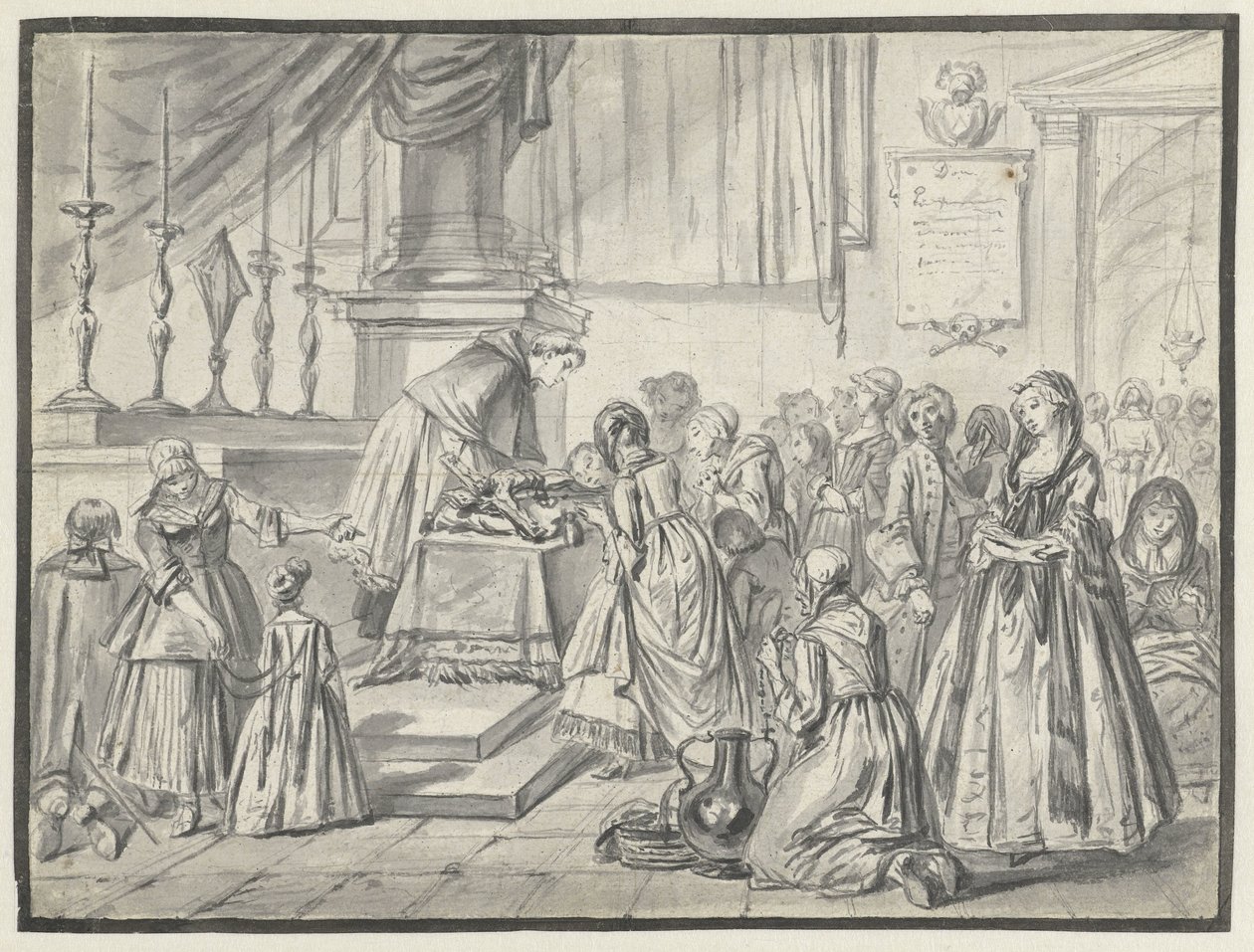 Church Scene with Veneration of the Cross on Good Friday by Charles Parrocel