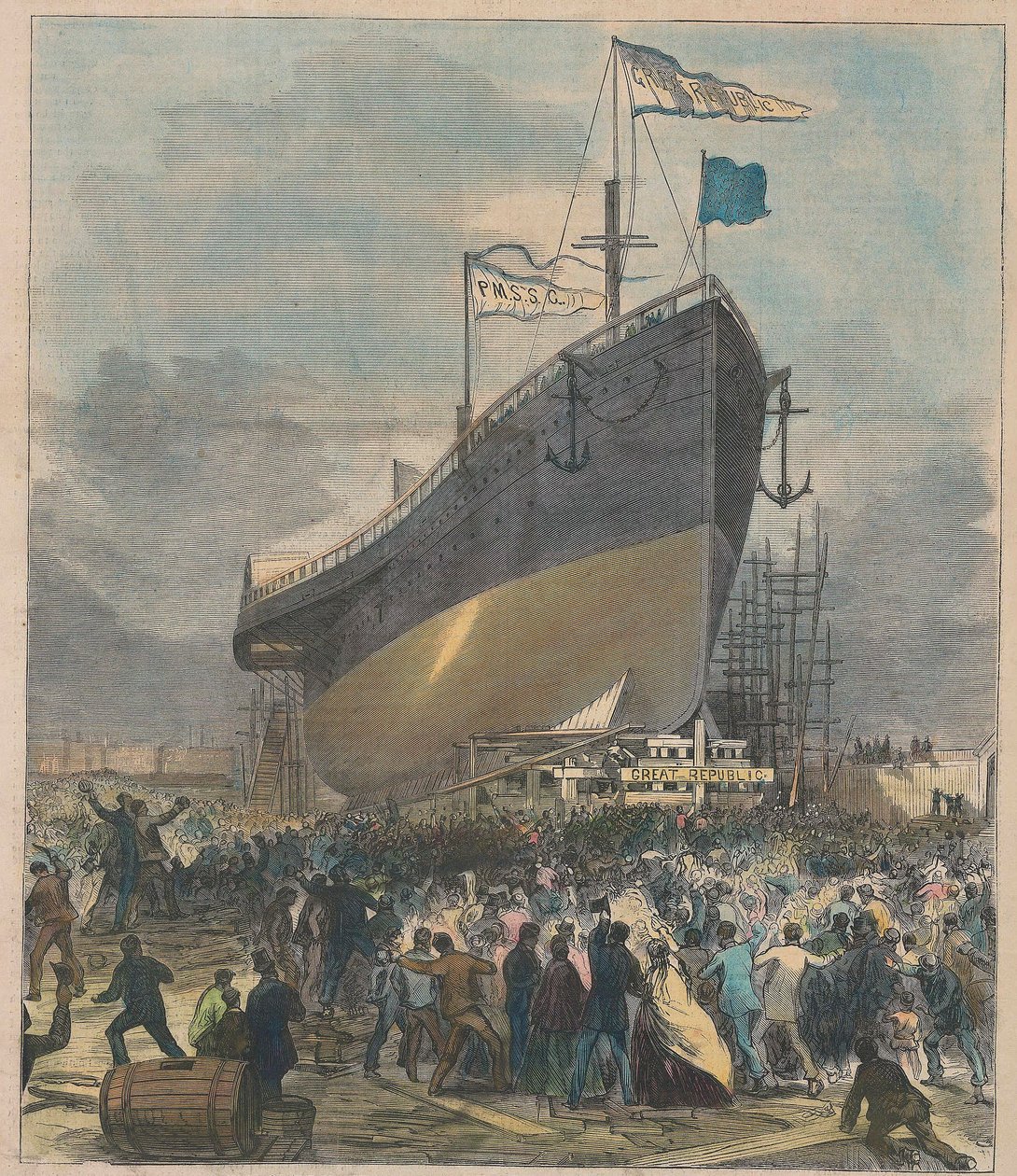 Launch of the Sea Steamer Great Republic, pub. 24 November 1866 by Charles Parsons