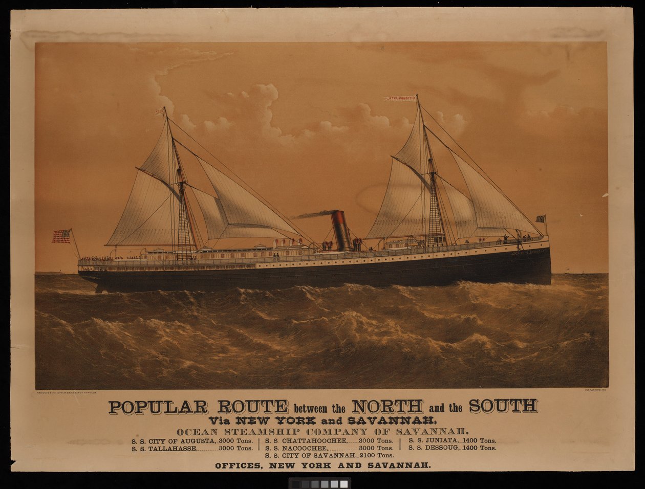 Popular route between the North and The South via New York and Savannah, Ocean Steamship Company of Savannah... City of Augusta... by Charles Parsons
