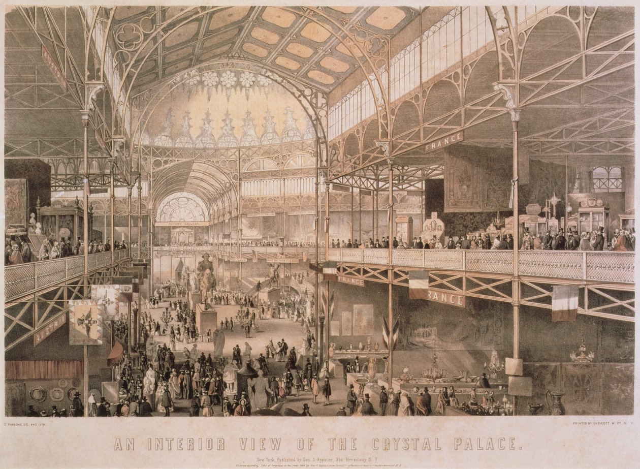 The Interior of the New York Crystal Palace, pub. by Endicott & Co., New York, 1855 by Charles Parsons