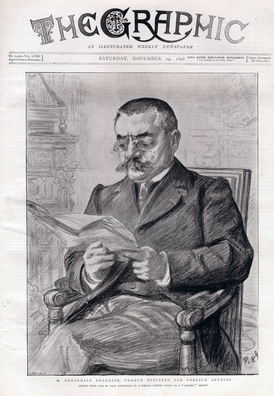 Portrait of Theophile Delcasse (1852-1923), French politician and minister for foreign affairs by Charles Paul Renouard