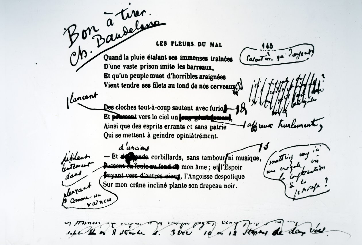 Corrected Proof of Les Fleurs du Mal by Charles Pierre Baudelaire
