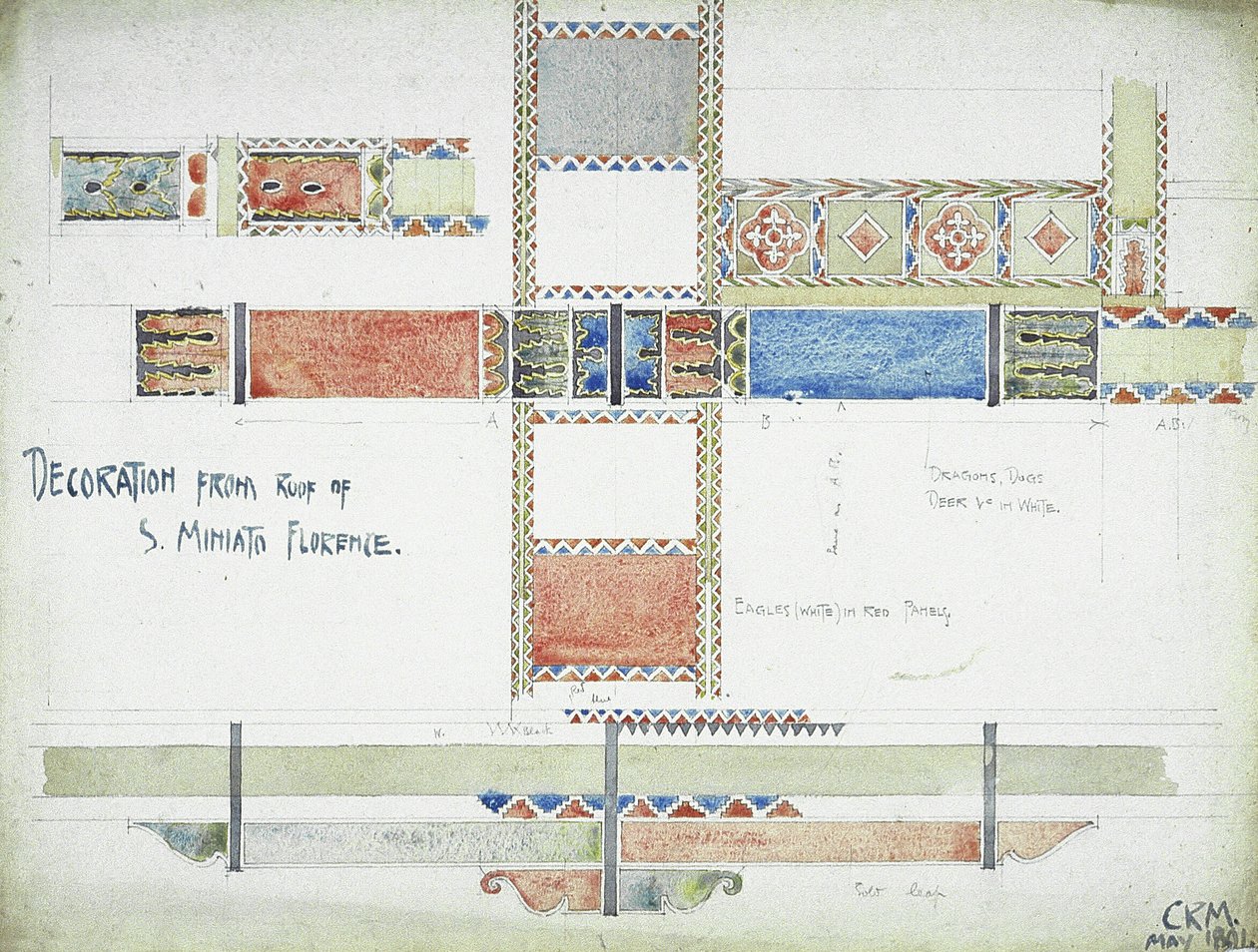 Decoration from Roof of S. Miniato, Florence, 1891 by Charles Rennie Mackintosh
