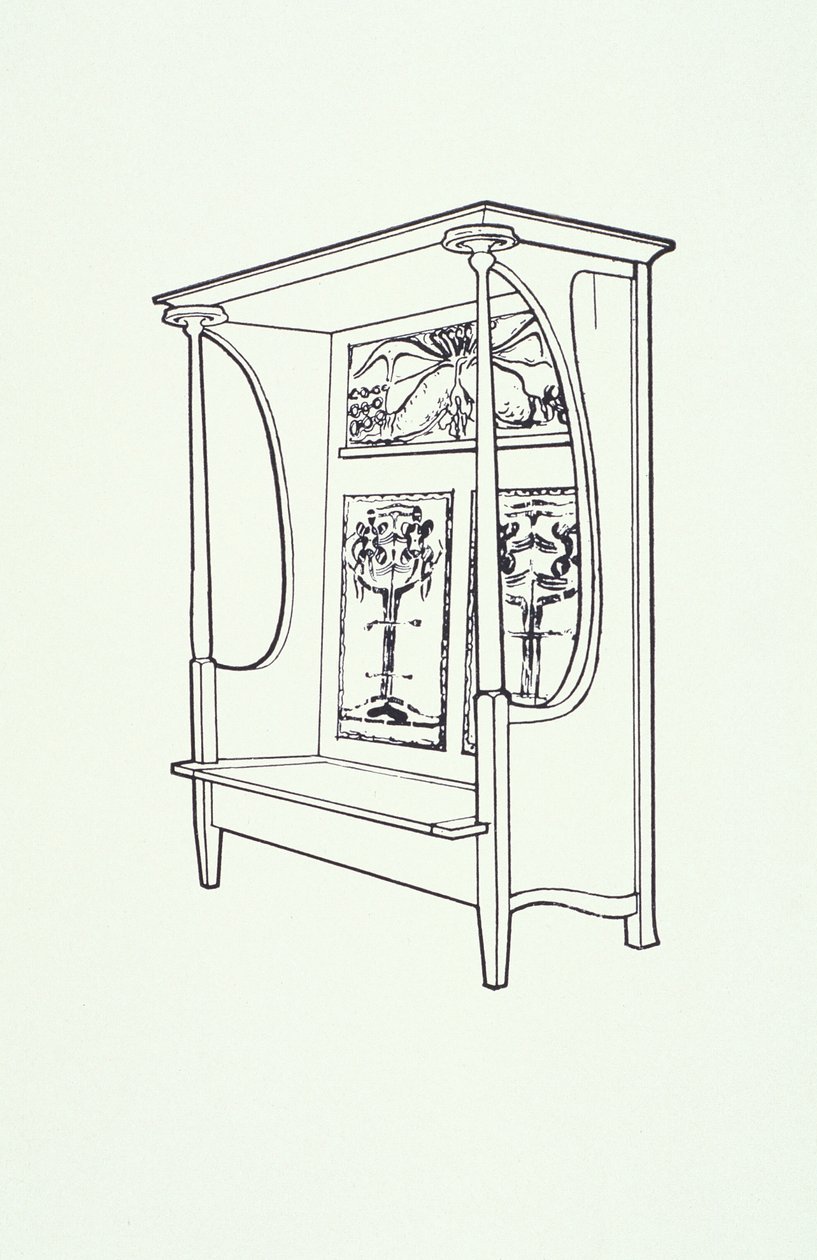 Line drawing of furniture (a cupboard), c.1910 by Charles Rennie Mackintosh