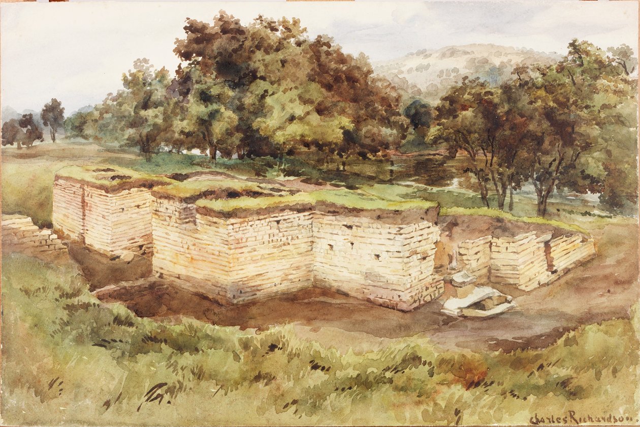 Chesters Bath House from the South West by Charles Richardson