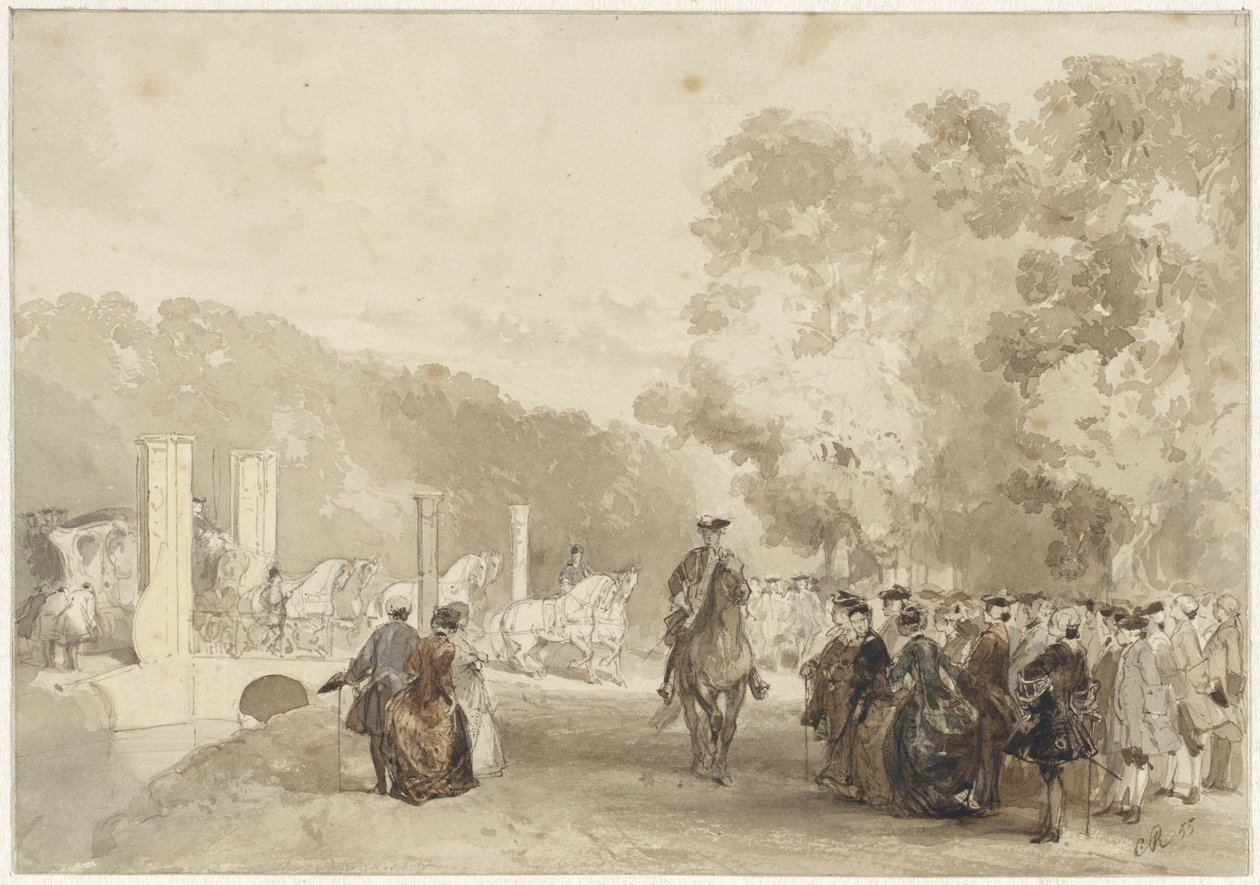 Coach of the Prince, Driving from the Driveway of Huis ten Bosch by Charles Rochussen