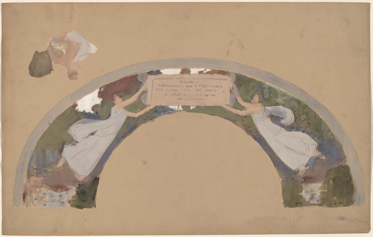 Study of Two Female Figures in Arched Border by Charles Sprague Pearce