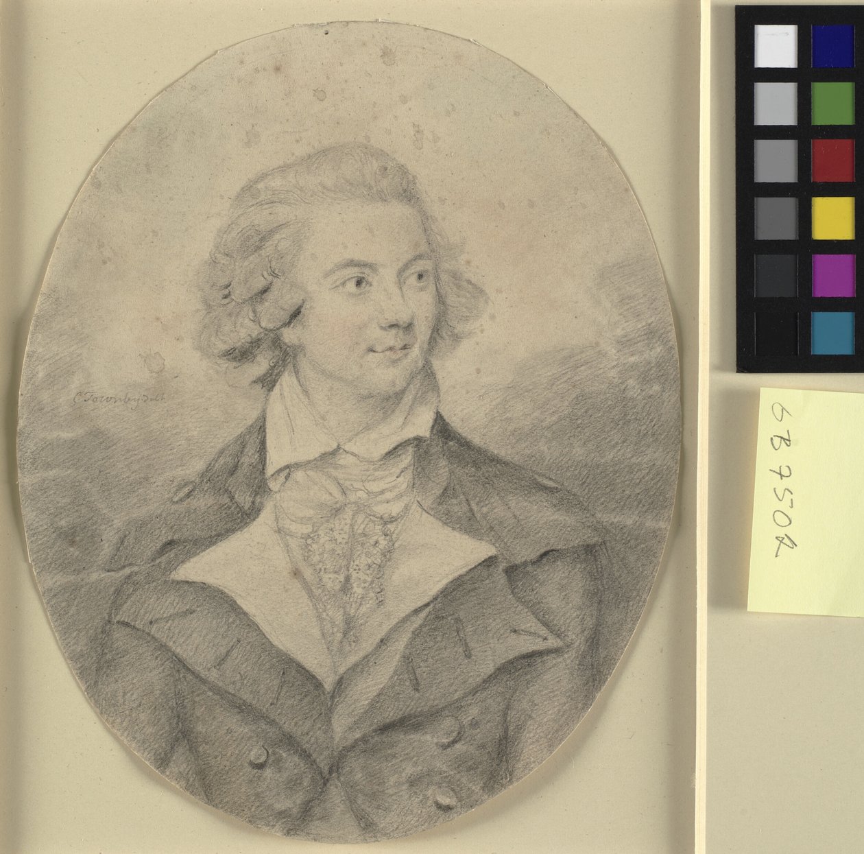 Head and Shoulders Portrait of a Man, Full Face to the Right in an Oval by Charles Townley