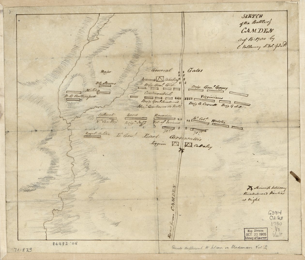 Battle of Camden, Augt. 16 by Charles Vallancey