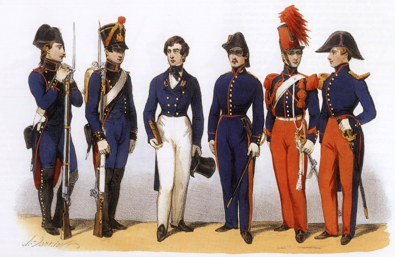 Uniforms of French Army: Polytechnic School, General Staff and Cavalry by Charles Vernier