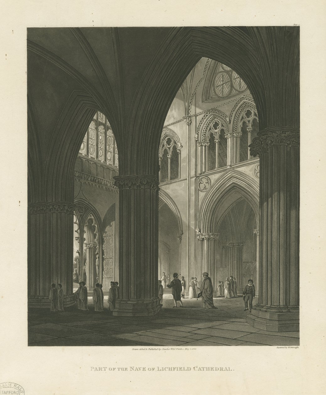 Interior of Lichfield Cathedral - Nave (engraving) by Charles Wild