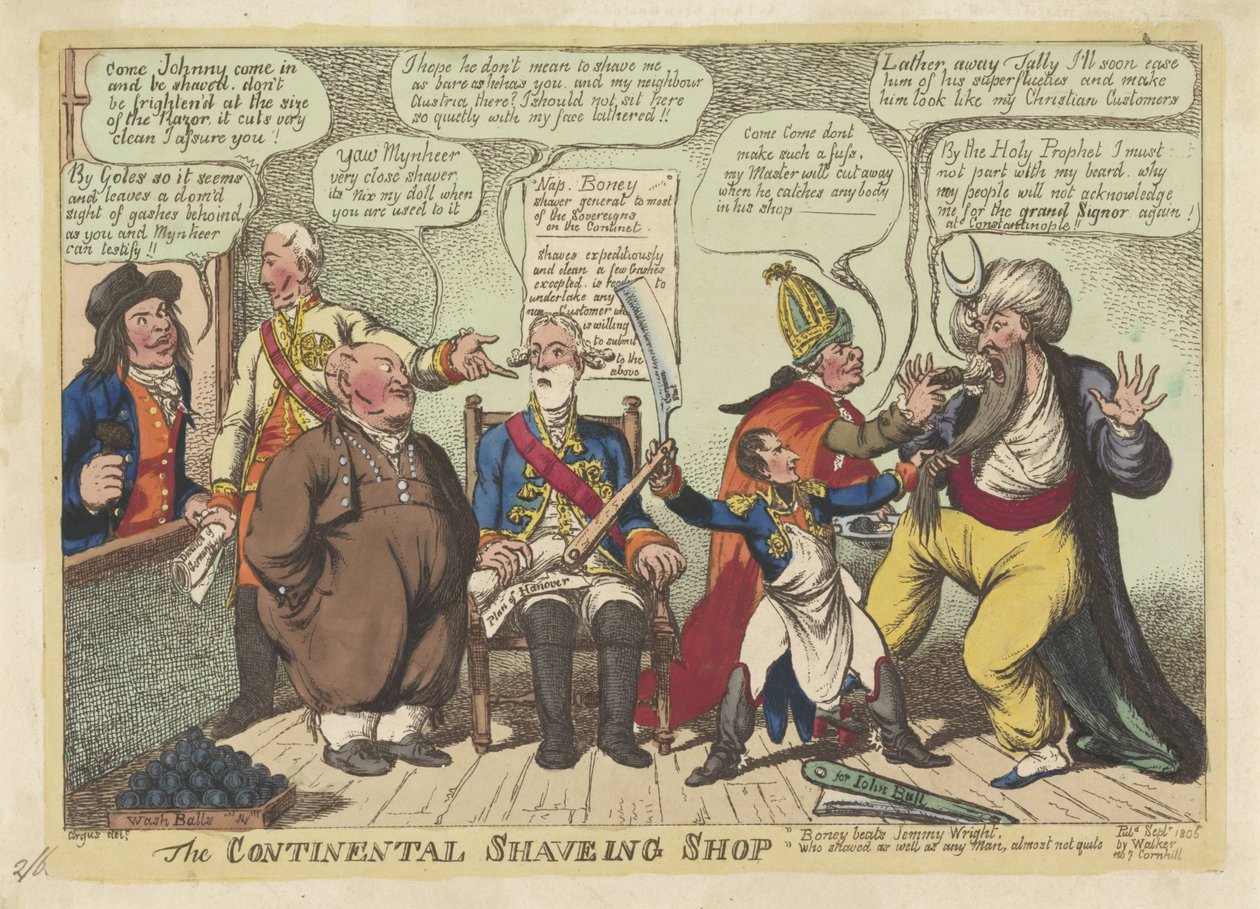 Napoleon as Barber for European Powers, 1806 by Charles Williams